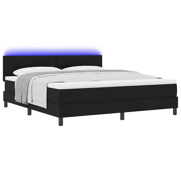 vidaXL Boxspringbett mit Matratze mit LED Schwarz 180 x 200 cm Stoff