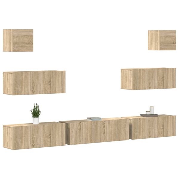 vidaXL 7-tlg. TV-Schrank-Set Sonoma-Eiche Holzwerkstoff
