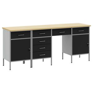 vidaXL Werkbank mit Speicher 4 stk. Schwarz Ingenieure Holz und Stahl