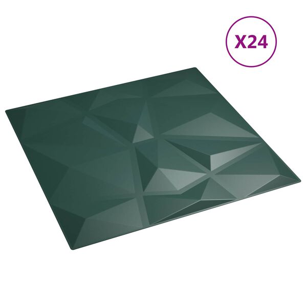 vidaXL Wandpaneele 24 pcs Gr&uuml;n 50 x 50 cm XPS Schaum