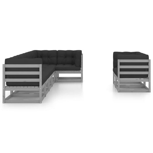 vidaXL 8-tlg. Garten-Lounge-Set mit Kissen Massivholz Kiefer