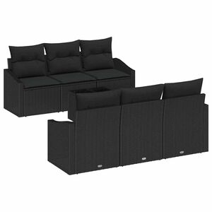 vidaXL Sofa Set 7 stk. Schwarz [Synthetisch]: Poly Rattan