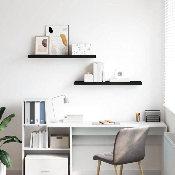 vidaXL Schweberegale 2 Stk. Schwarz 90x23,5x3,8 cm MDF