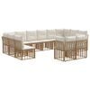 vidaXL Outdoor-Sofagarnitur 12-Sitzer Natur und Cremewei&szlig; Polyester