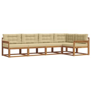 vidaXL Outdoor-Sofagarnitur mit Kissen 5 pcs Natur und Beige