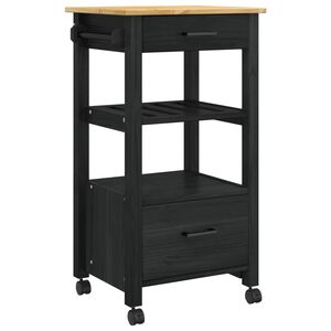 vidaXL K&uuml;chentrolley MONZA Schwarz 48 x 40 x 88,5 cm Massivholz Kiefer