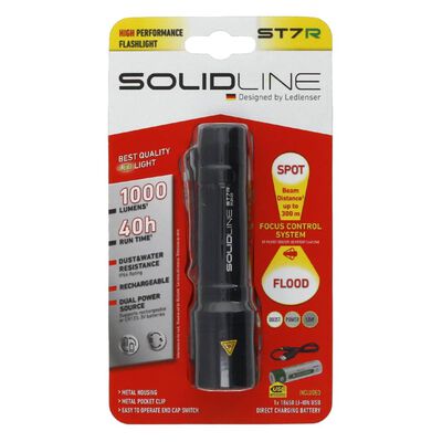 SOLIDLINE Taschenlampe Aufladbar ST7R mit Clip 1000 lm
