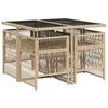 vidaXL 5-tlg. Garten-Essgruppe mit Kissen Beige Poly Rattan