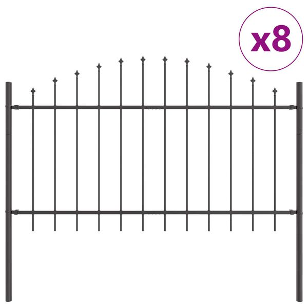 vidaXL Gartenzaun 8 pcs Grau 170 x 140 cm Pulverbeschichteter Stahl