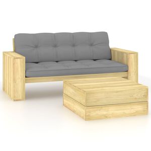 vidaXL 2-tlg. Garten-Lounge-Set mit Kissen Kiefernholz Impr&auml;gniert