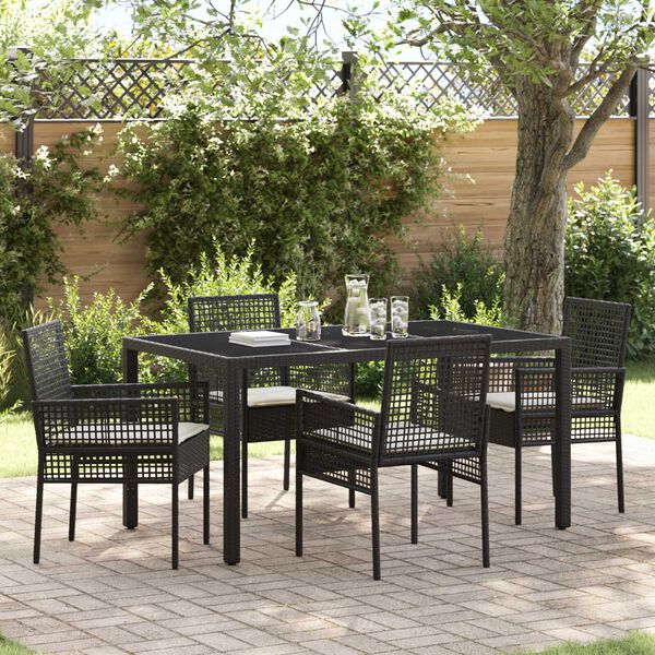 vidaXL Garten Essgruppe 5 pcs Schwarz Poly-Rattan