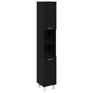 vidaXL Badezimmerschrank Schwarz Eichen-Optik 30 x 30 x 179 cm