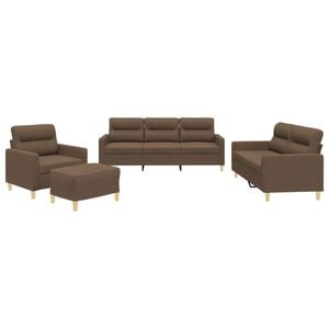 vidaXL 4-tlg. Sofagarnitur mit Kissen Braun Stoff
