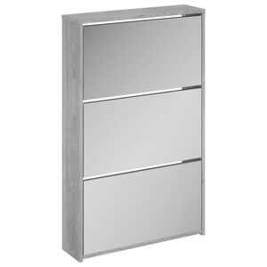 vidaXL Schuhschrank mit Spiegel 3 F&auml;cher Grau Sonoma 63x17x102,5 cm