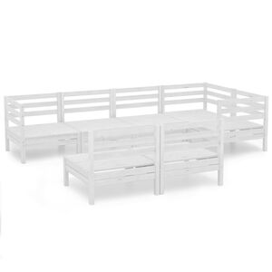 vidaXL 7-tlg. Garten-Lounge-Set Massivholz Kiefer Wei&szlig;
