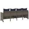 vidaXL Sonnenliege mit Kissen Grau Poly Rattan