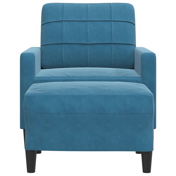 vidaXL Sessel mit Hocker Blau 60 cm Samt