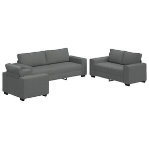 vidaXL 3-tlg. Sofagarnitur mit Kissen Dunkelgrau Stoff