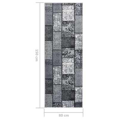 vidaXL Teppichläufer BCF Grau mit Blockmuster 80x150 cm