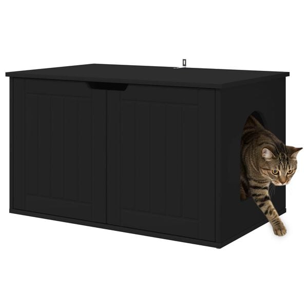 vidaXL Katzenhaus Schwarz 85 x 55 x 53,5 cm Holzwerkstoff