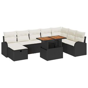vidaXL Gartensofa-set mit Kissen 9 pcs Schwarz Poly-Rattan