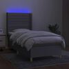 vidaXL Boxspringbett mit Matratze & LED Hellgrau 90x200 cm Stoff