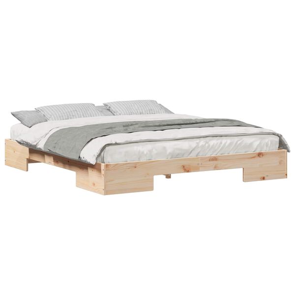 vidaXL Bodenbettgestell Braun 180 x 200 cm Massivholz Kiefer