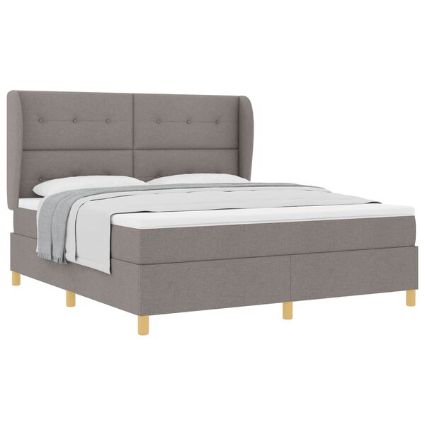 vidaXL Boxspringbett mit Matratze Taupe 200 x 180 cm Stoff