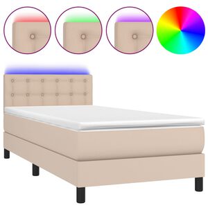 vidaXL Boxspringbett mit Matratze & LED Cappuccino-Braun 80x200cm