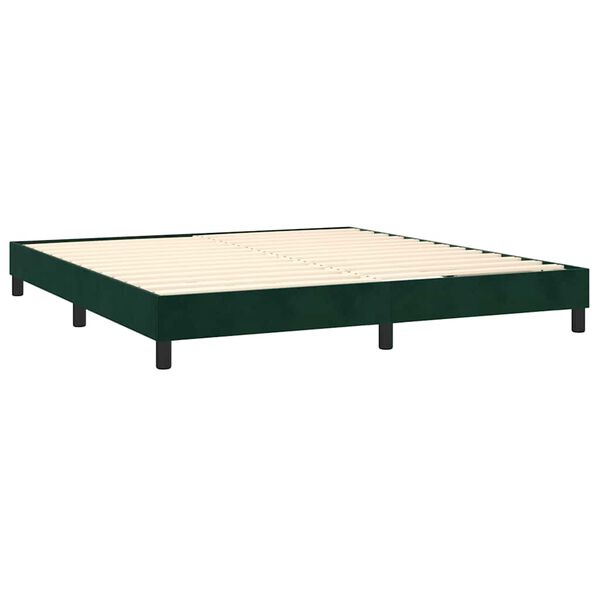 vidaXL Boxspringbett mit Matratze Dunkelgr&uuml;n 160x200 cm Samt