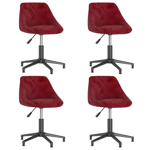 vidaXL Esszimmerst&uuml;hle 4 Stk. Drehbar Weinrot Samt