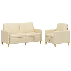 vidaXL Sofa Set mit Stauraum 2 stk. Creme Polyester