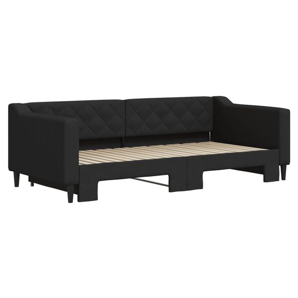 vidaXL Tagesbett Ausziehbar Schwarz 90x190 cm Stoff