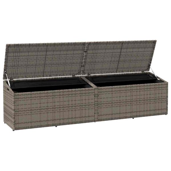 vidaXL Garten-Auflagenbox Grau 220x50x58 cm Poly Rattan
