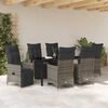 vidaXL Garten Essgruppe mit Kissen 7 pcs Grau Poly-Rattan