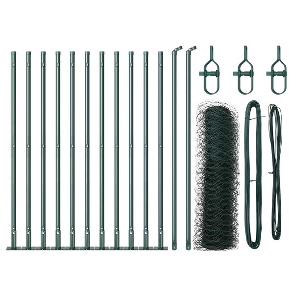 vidaXL Zaunpfosten Grün 25 x 0,4 m (50 mm Mesh) Stahl und PVC