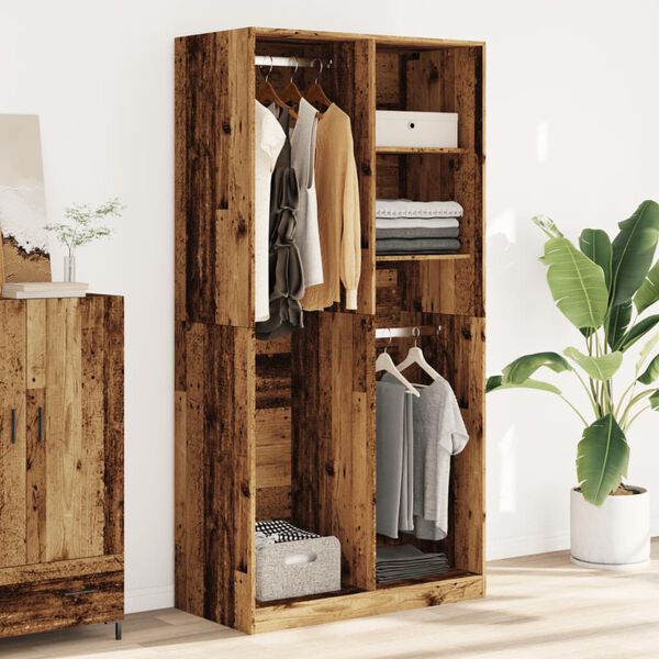 vidaXL Kleiderschrank Altholz-Optik 100x50x200 cm Holzwerkstoff