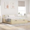 vidaXL Ottoman-Bett mit Matratzen & LEDs Creme 180x200 cm Stoff