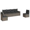 vidaXL 6-tlg. Garten-Sofagarnitur mit Kissen Grau Poly Rattan