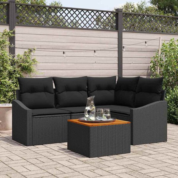 vidaXL Gartensofa-set mit Speicher 5 pcs Schwarz Poly-Rattan
