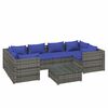 vidaXL 7-tlg. Garten-Lounge-Set mit Kissen Poly Rattan Grau