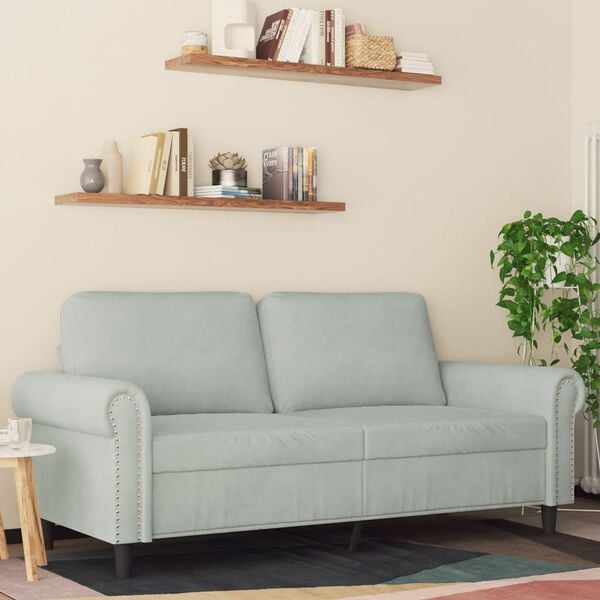 vidaXL 2-Sitzer-Sofa Hellgrau 140 cm Samt