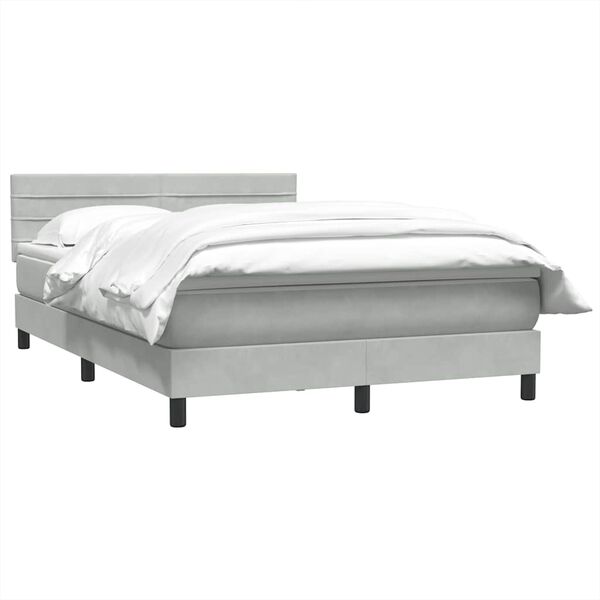 vidaXL Boxspringbett mit Matratze Hellgrau 160x210 cm Samt