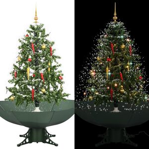 vidaXL Schneiender Weihnachtsbaum mit Schirmfu&szlig; Gr&uuml;n 140 cm