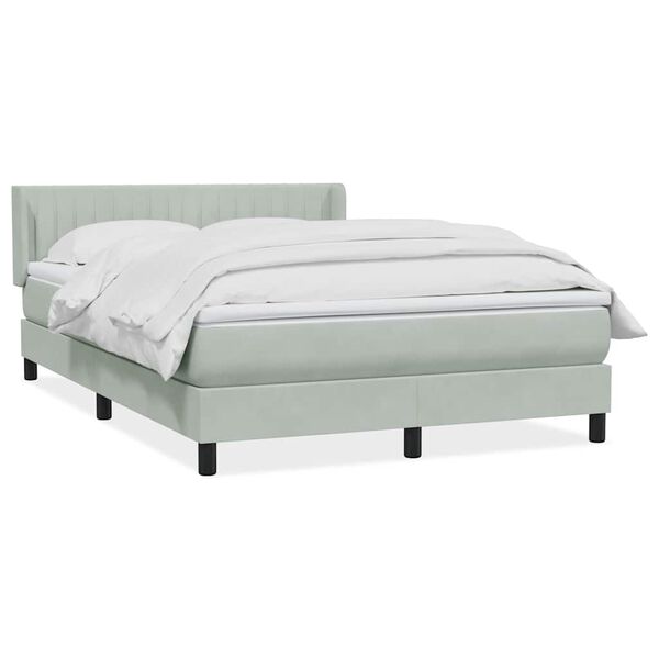 vidaXL Boxspringbett mit Matratze Hellgrau 140x220 cm Samt