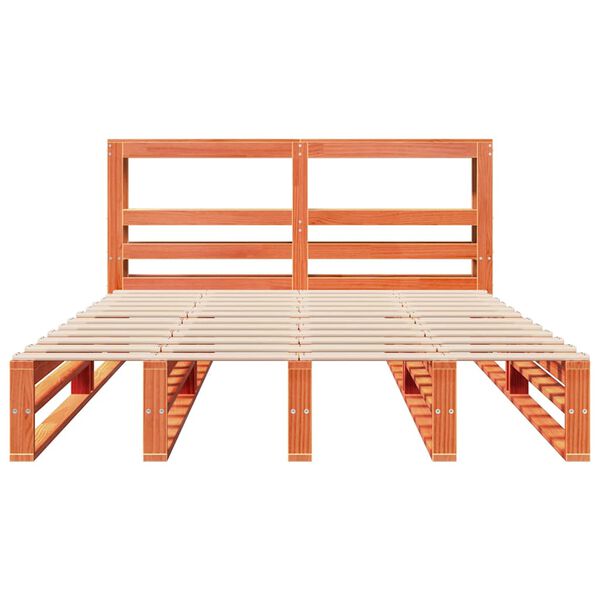 vidaXL Massivholzbett ohne Matratze Wachsbraun 160x200 Kiefernholz