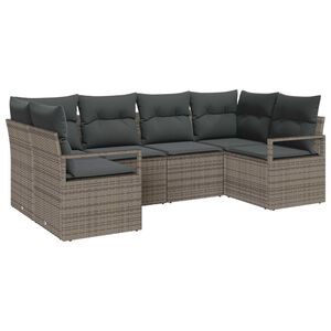 vidaXL Gartensofa-set mit Kissen mit Speicher 6 pcs Grau Poly-Rattan