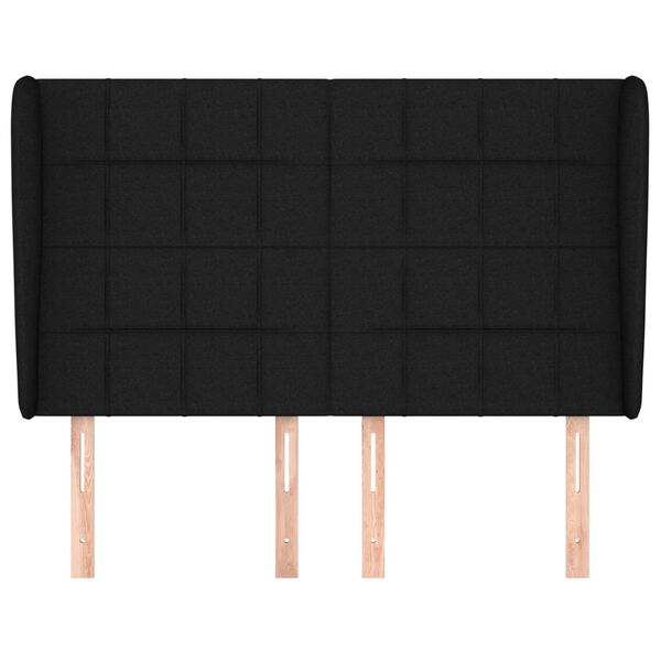 vidaXL Kopfteil mit Ohren Schwarz 147x23x118/128 cm Stoff