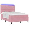vidaXL LED Boxspringbett mit Matratze Rosa 160 x 200 cm Samt