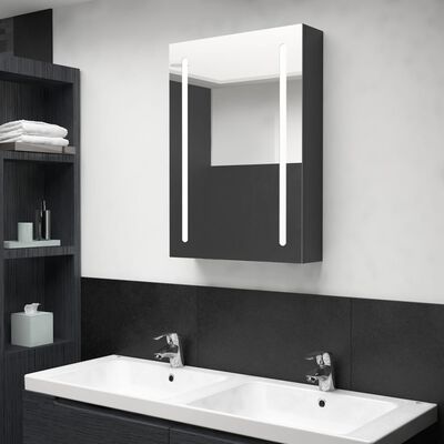 vidaXL LED-Spiegelschrank fürs Bad Glänzend Schwarz 50x13x70 cm